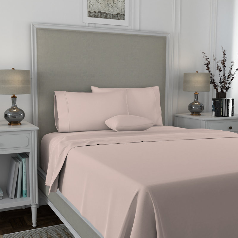 Ensemble de draps luxueux 100% coton doux et soyeux infroissable, Ensemble de draps pour lit double + un drap-housse