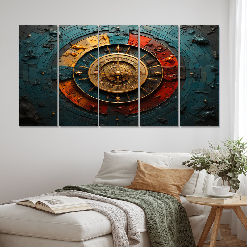 Astrology Zodiac Wheel Multicolor Metal Wall Art Set
