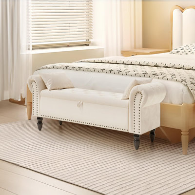 Velvet Upholstered Storage Bench