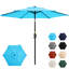 Parasol d'extérieur bleu 7,5 pi avec inclinaison de 45 pieds et évent, idéal pour se prélasser au bord de la piscine