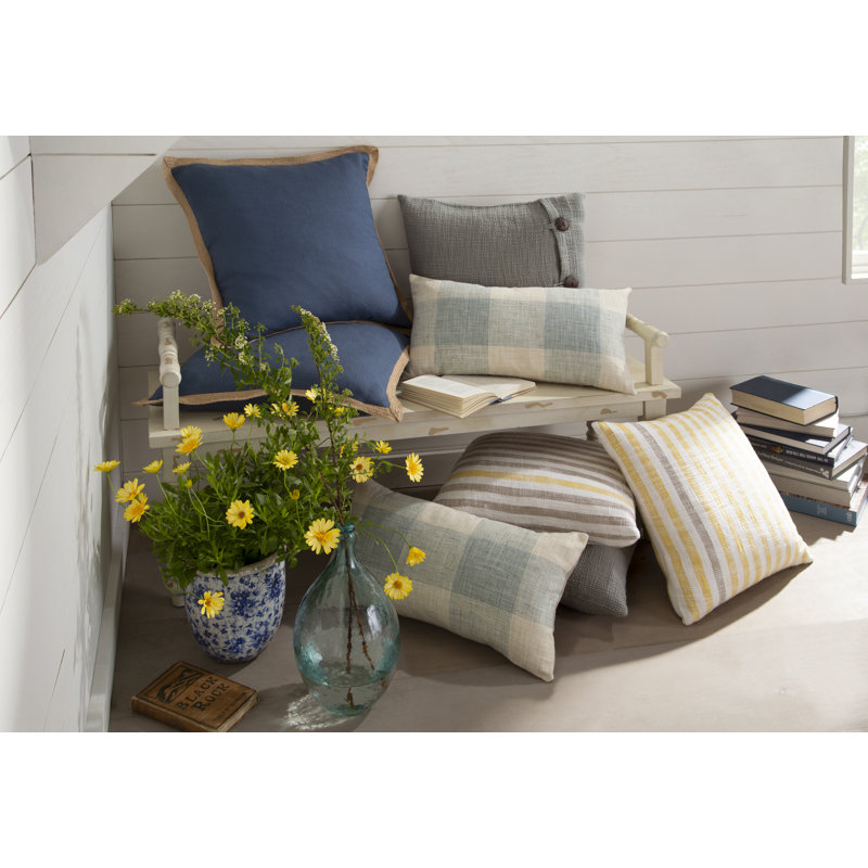 Camelia Cotton Reversible Throw Pillow, Navy Blue