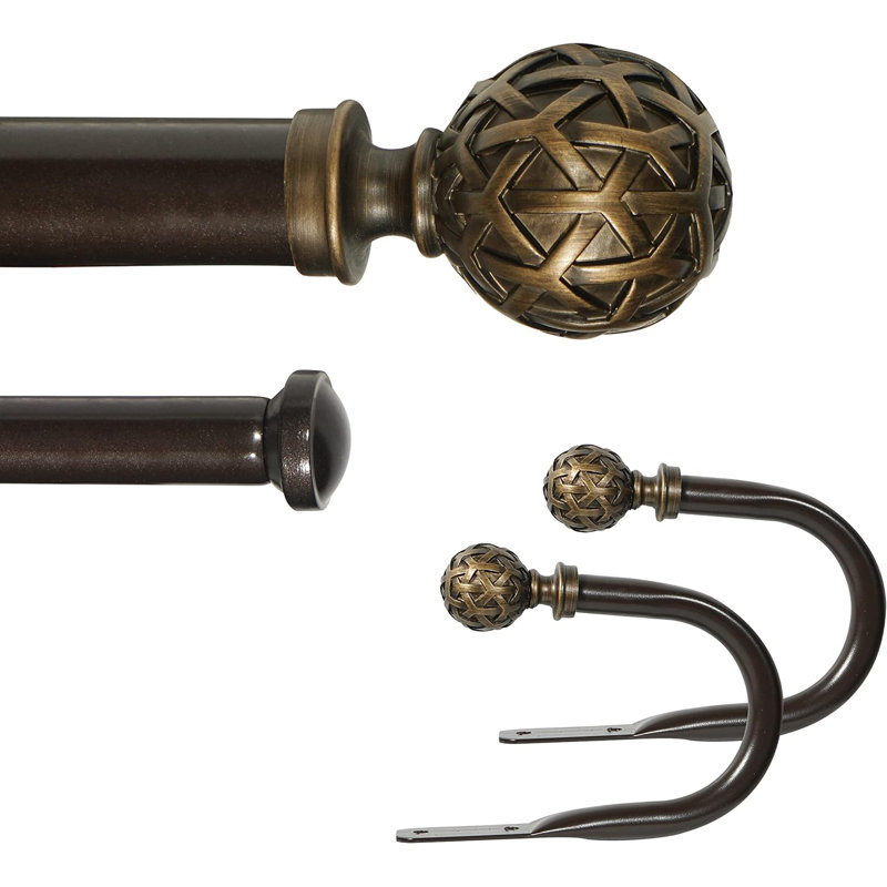Tringle à rideaux double ajustable Devingo, 28” – 48”, Bronze de Pompéi