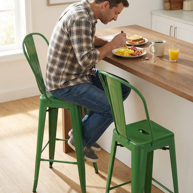 Counter Stool with Metal Frame, Green