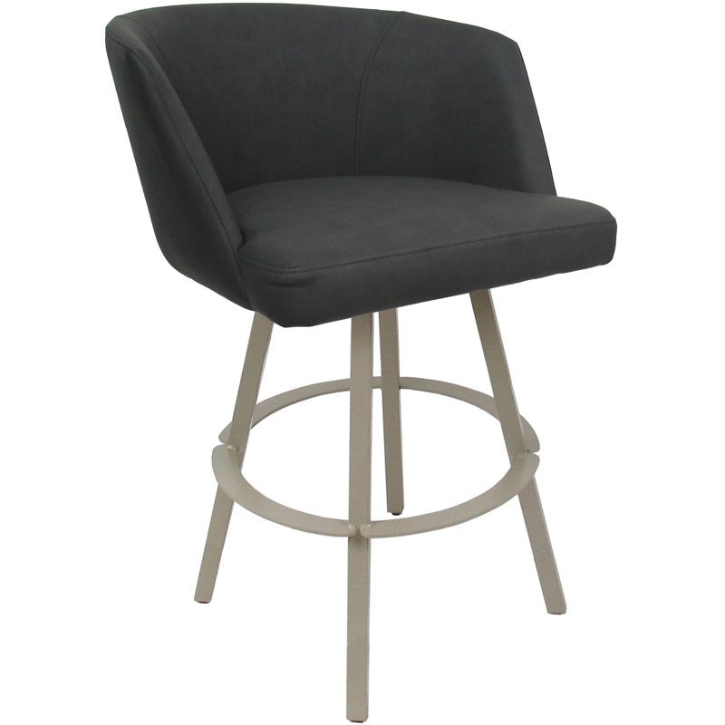 Tabouret de bar pivotant en métal Karimah, Beige, Mélange de polyester beige