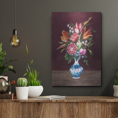 «Masterful 1 Pomegranate» par Julia Purinton, art mural en métal, 12 po x 16 po