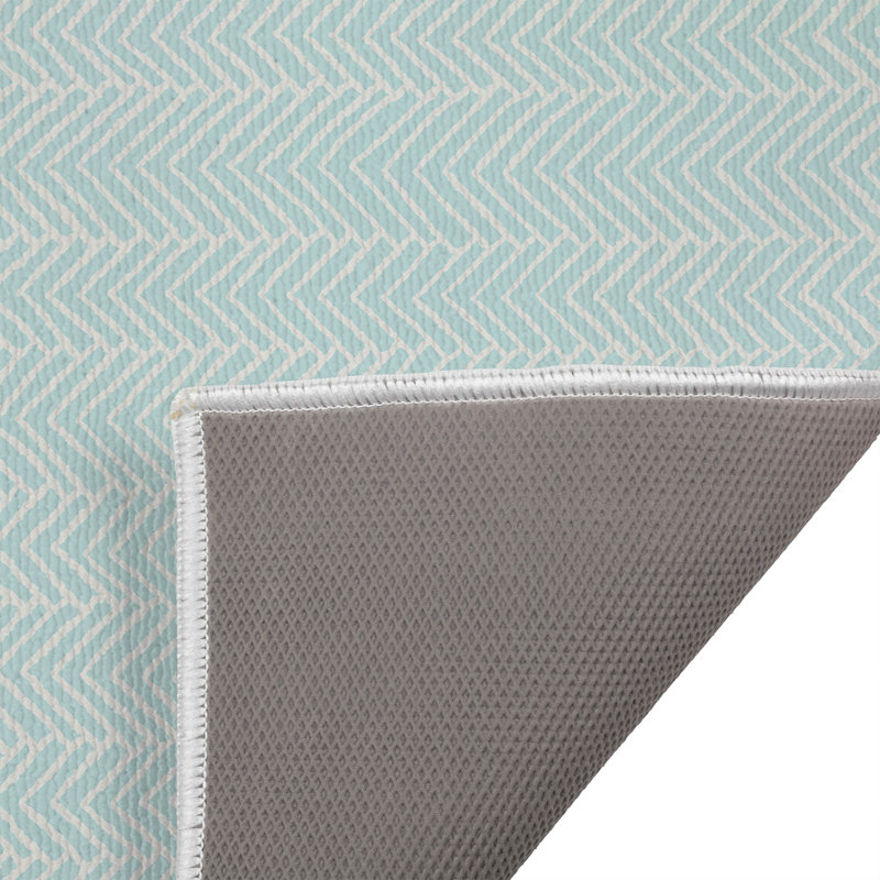 Paillasson à chevrons, L 21 po x L 34 po, Bleu clair