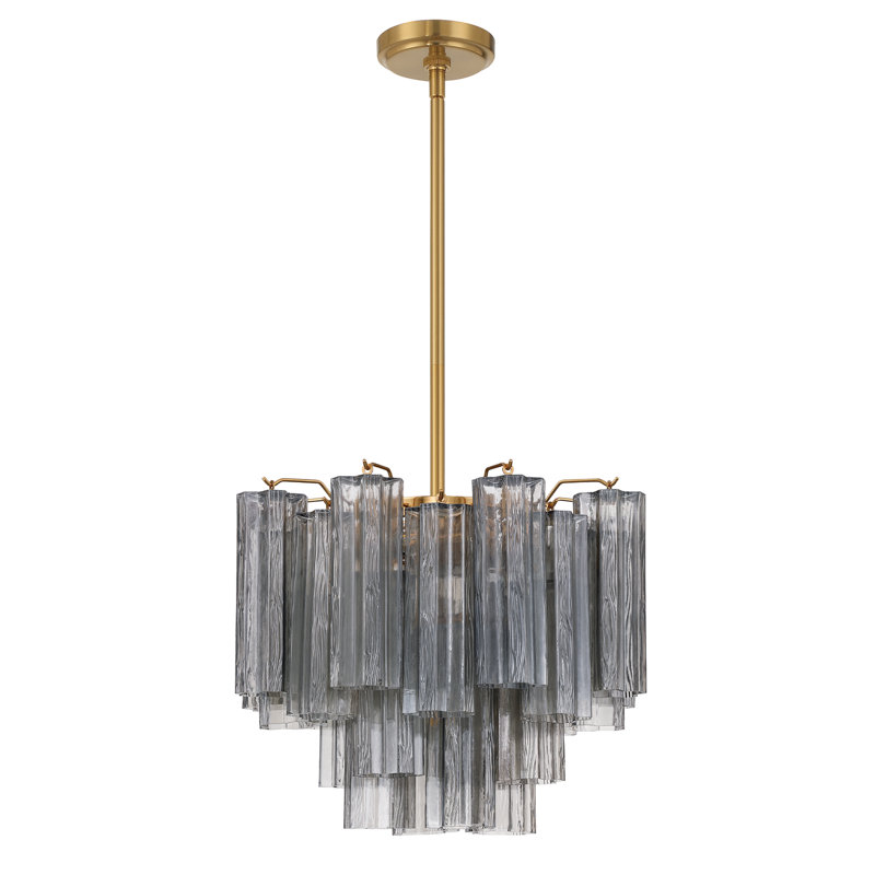 Mexborough Chandelier, 13.75" H x 17.75" W x 17.75" D, 4 Lights, Gray/Aged Brass