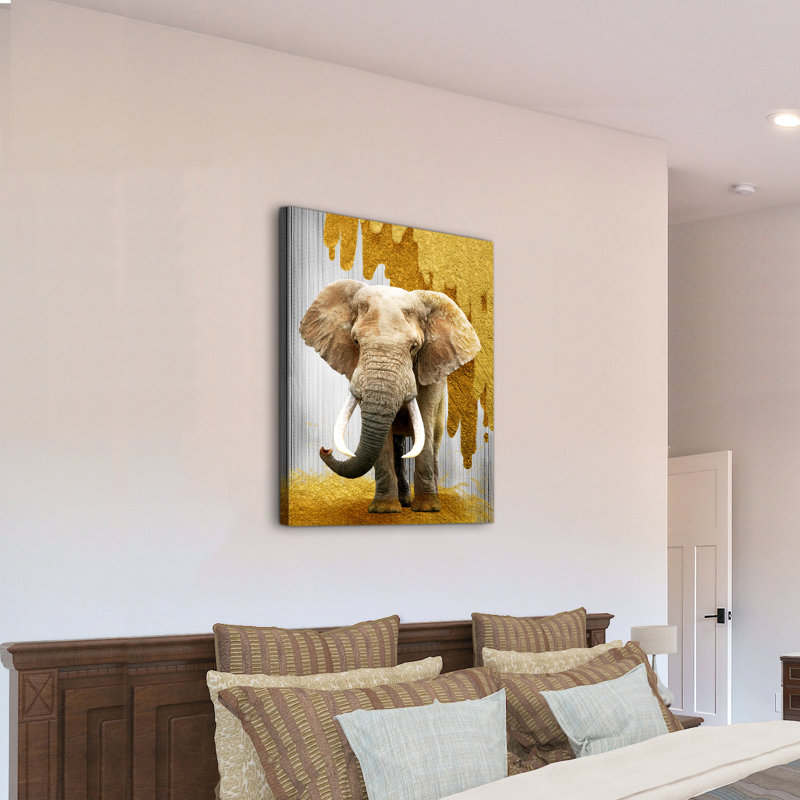 Éléphant qui marche - reproduction sur toile sans cadre, H 30 po x l 20 po x P 1,5 po