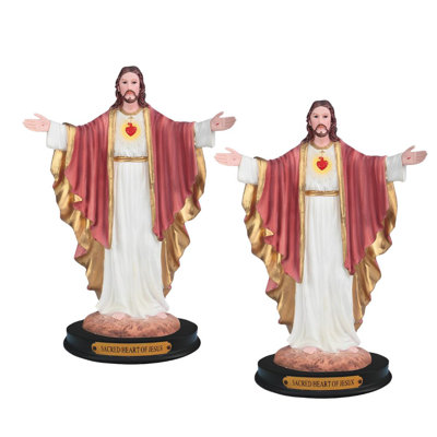 "Ensemble de 2 pièces" ICE ARMOUR 12 "H Sacré-Cœur de Jésus à bras ouverts Statue Figurine Sainte ornement de décoration pour la maison / la pièce et des idées de cadeaux parfaits pour le réchauffement de la maison, les Fêtes et les Anniversaire