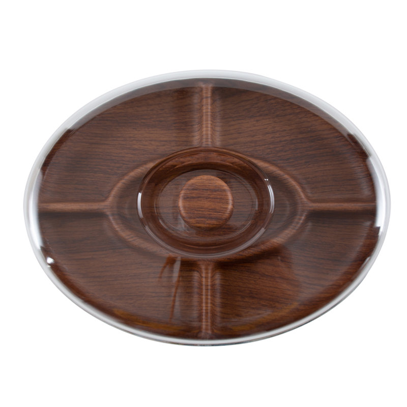 Plateau de service en bois d'aspect bois avec couvercle Wrought Studio ™