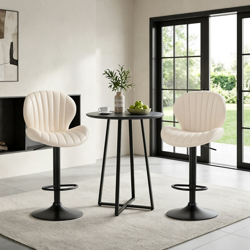 Tabouret de bar pivotant à hauteur réglable avec structure en métal, Beige