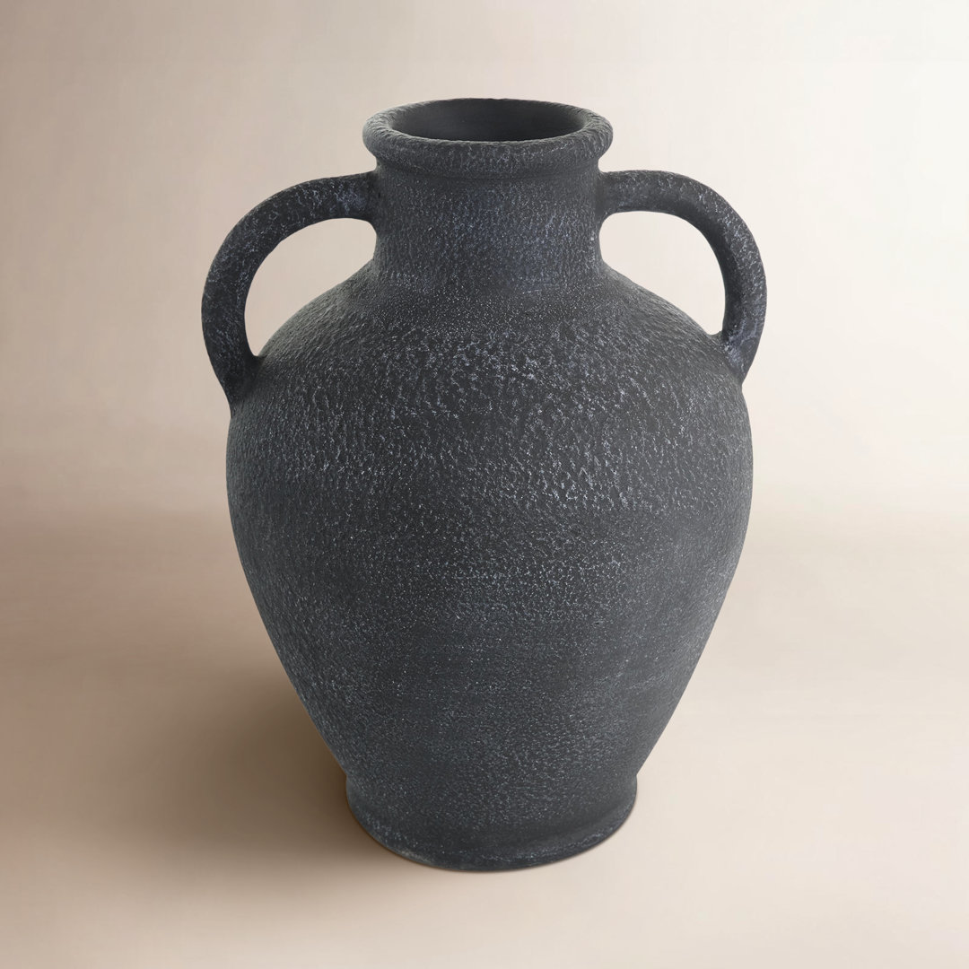 Ceramic Whitewashed Textured Amphora Decorative Vase with 2 Handles Birch Lane™