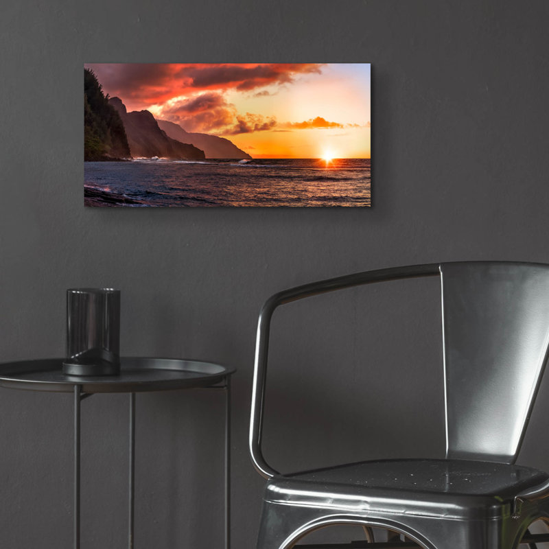 «Nepali Coast Sunset» par Jonathan Ross, art mural en verre acrylique,, H 12 po x l 24 po