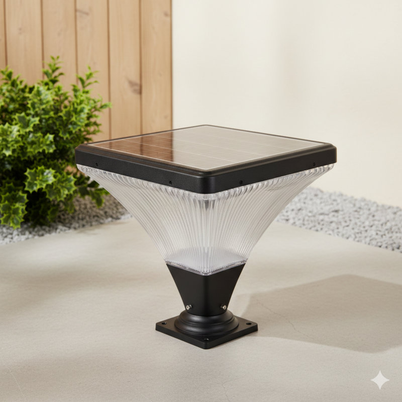A 15-Inch Black Exterior Post-Mounted Lamp With Integrated Leds, Featuring A Handheld Remote For Dimming And Timer Settings, Built With Weather-Resistant Construction For Use In Yards, Gardens, And Walkways (Sold As A Single Unit).