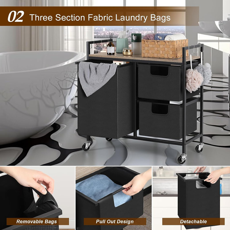 Laundry Sorter, Gray/Black