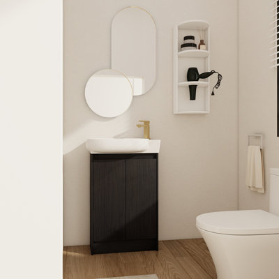 23" Freestanding Bathroom Vanity with Sink and Storage Rack, Soft Close Doors