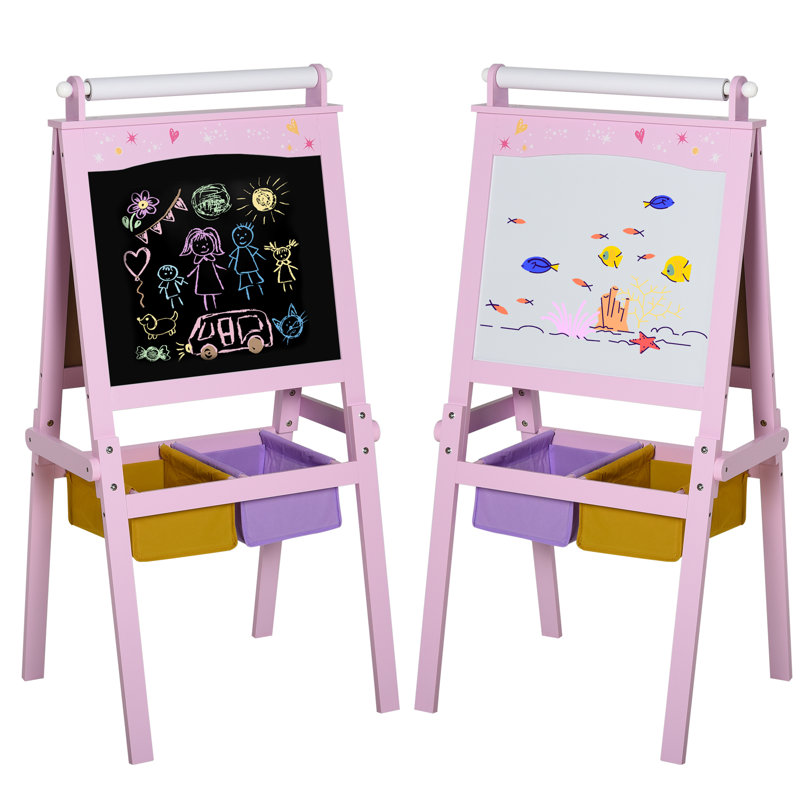 Billie Art Easel for Kids 3 in 1 with Paper Roll for Toddler Girls Pink