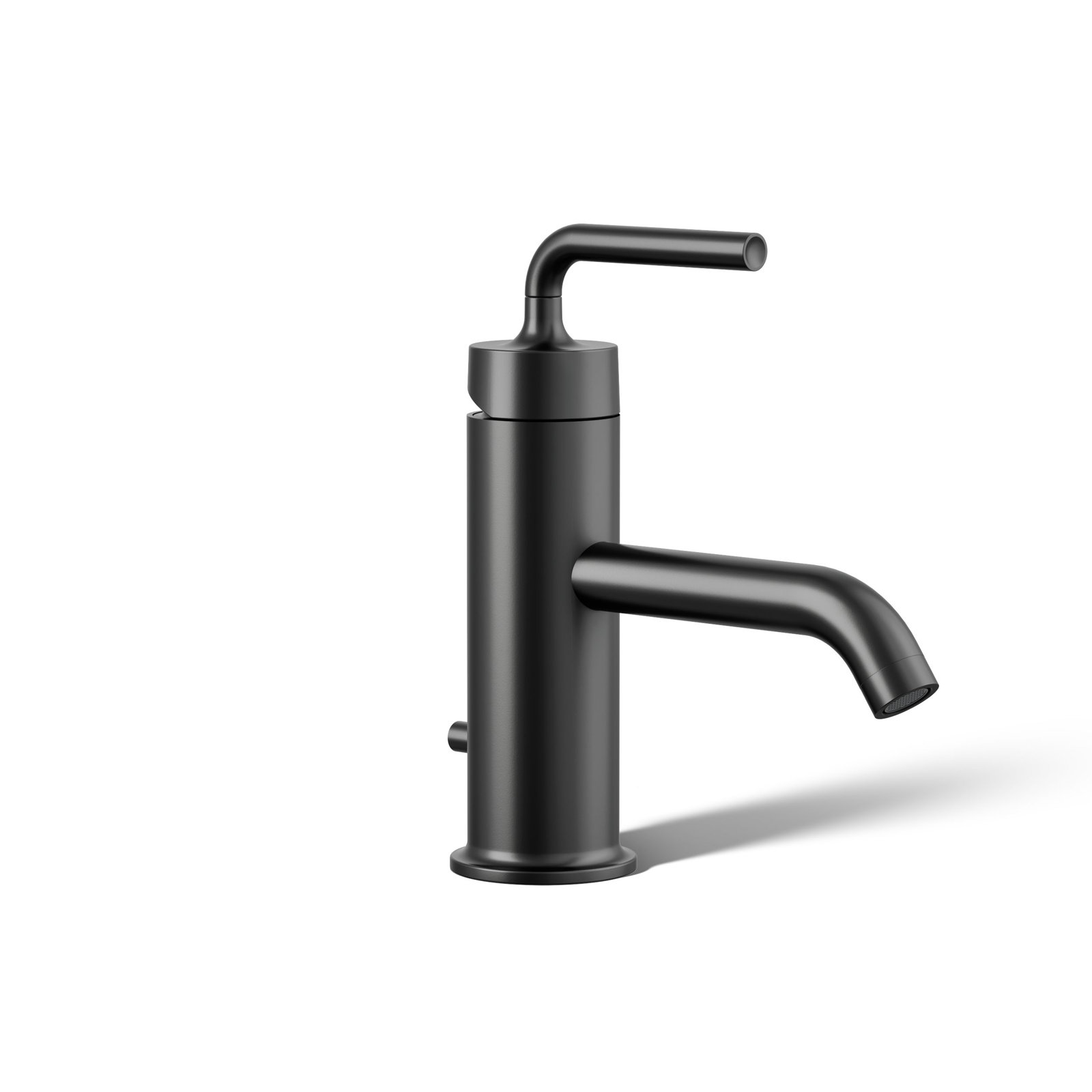 Purist Single-Hole Bathroom Faucet with Drain, Matte Black