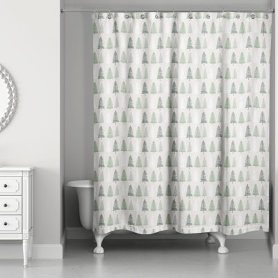 Neutral Green Tree Pattern Shower Curtain