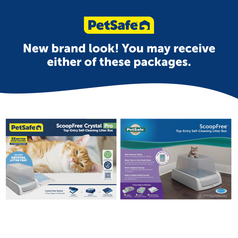 Gray Top-Entry Self-Cleaning Cat Litter Box with Crystal Trays