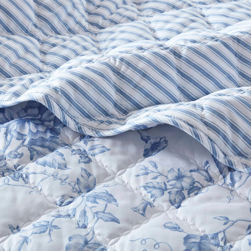 4 Pieces Full/Queen  Quilt Set with Decorative Pillow,Blue