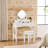 White Makeup Vanity Table With Reversible Four - Leaf Mirror, 5 Drawers For Organized Accessories, Cushioned Stool Enjoyable And , Mirror Flawless Makeup, Elegant Design Molding, Generous Storage