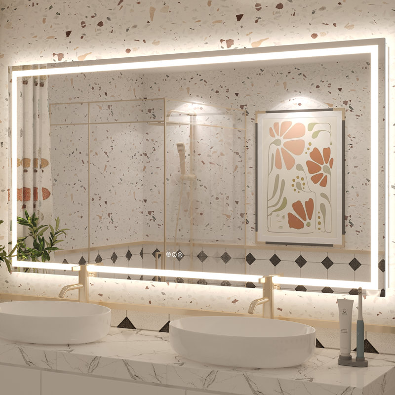 Miroir de salle de bain mural Molly, 60 po x 32 po, Transparent