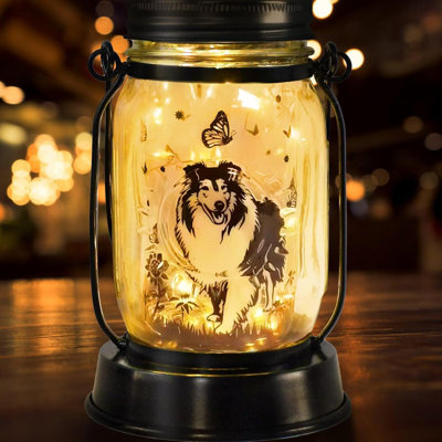 Shetland Sheepdog Solar Lantern Decoration, Suitable for Garden, Patio, Porch Torch