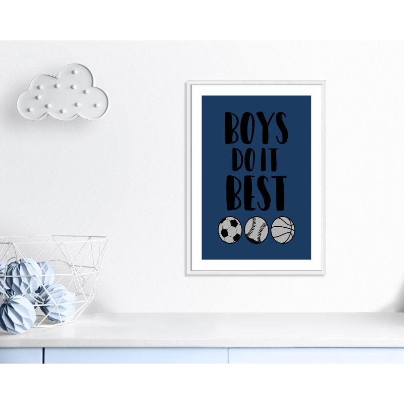 «Boy Do It», art encadré, H 35,5 po x l 25,5 po x P 1,18 po, Cadre blanc