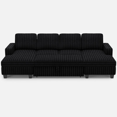 Faux Rabbit Fur Modular Sofa Couch With Pull-Out Bed