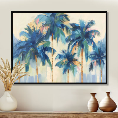 Blue and Gold Palm Tree forest I - Palm Trees Wall Art Palm Canvas Print