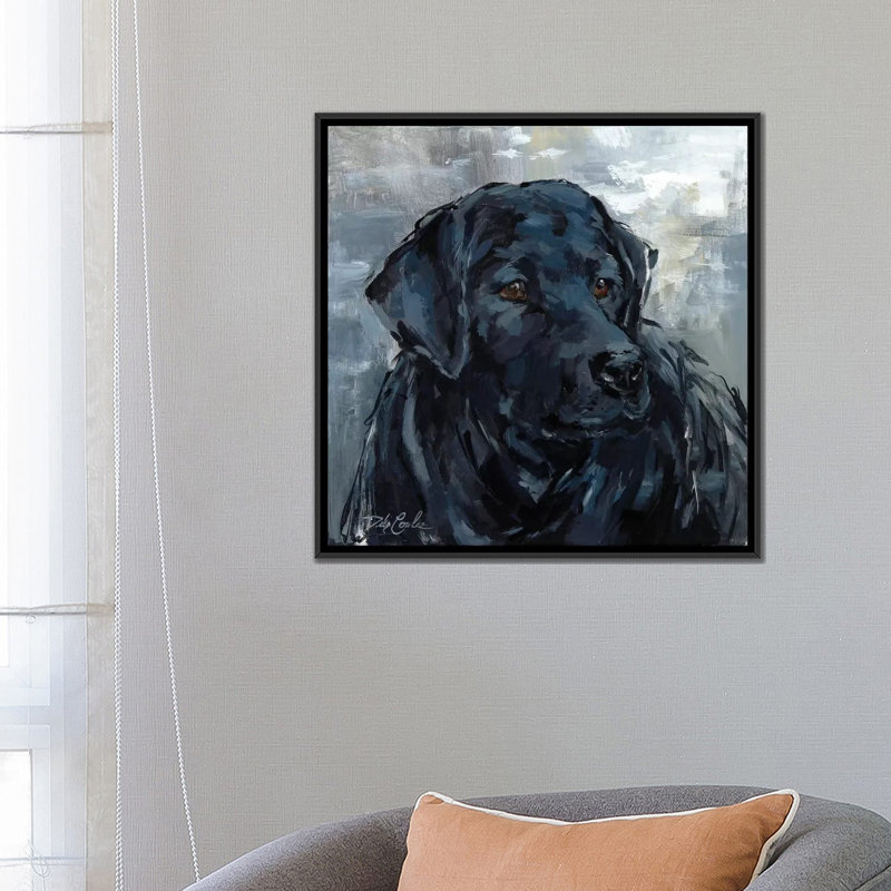 «Loyal Lab» par Debi Coules, reproduction sur toile, H 18 po x l 18 po x P 1,5 po, Toile avec cadre noir, Pas de tapis
