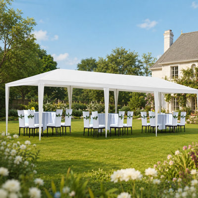 Chapiteau LifeSky pour grandes réceptions : 3 x 9 m, idéal pour les mariages et événements extérieurs - 28 m² d'espace ombragé pour plus de 50 invités - Toile imperméable en polyéthylène et structure thermolaquée