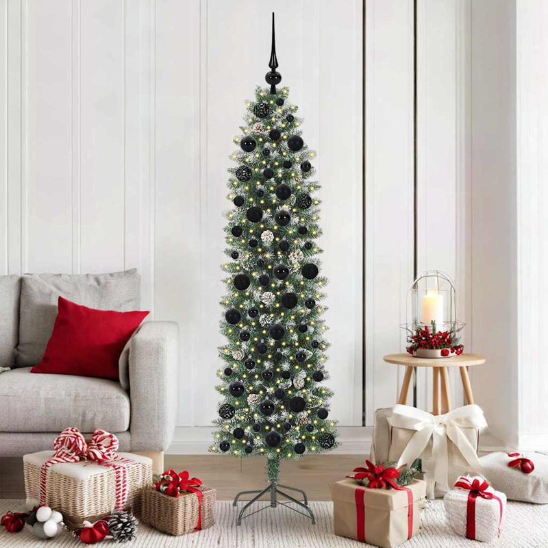 Artificial Slim Christmas Tree, Black, 5.91' H