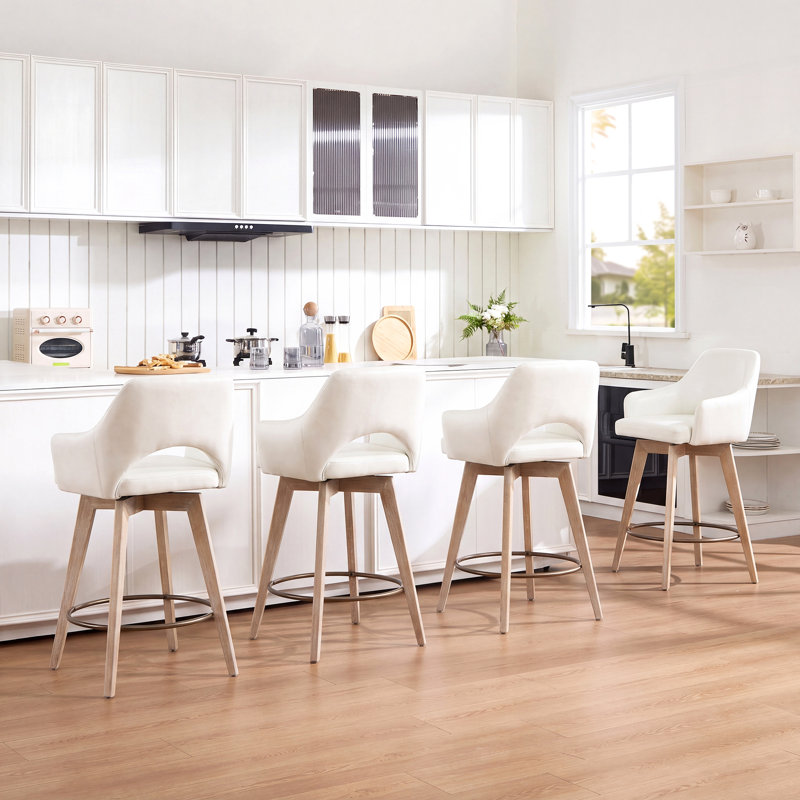 Tabouret de comptoir pivotant en similicuir Ashwell, Beige