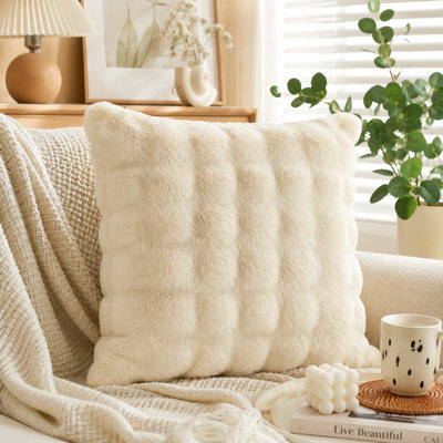 Soft & Squishy Square Plush Throw Pillow — Pure Beige, Simple Yet Elegant — 22-Inch Size, A Perfect Home Decor Accent