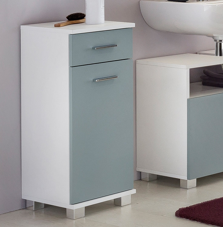 Lumo Bathroom Cabinet, White/Dusty Blue