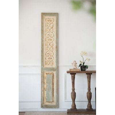 14" X 78.5" Large Wooden Rectangle Hanging Panel, Decorative Wall Sculpture, Carved Wall Art