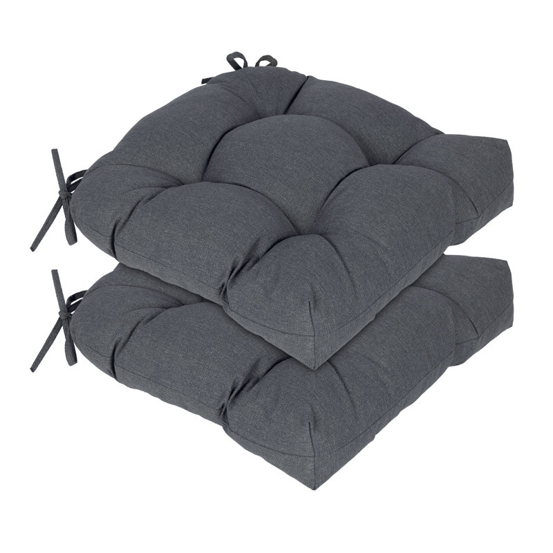 Tufted Outdoor Chair Cushions, Dark Gray