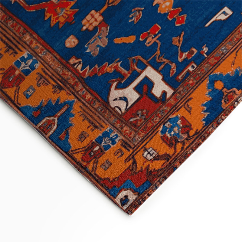Tapis bleu intérieur et extérieur Tabriz, Rectangulaire 3 pi x 5 pi