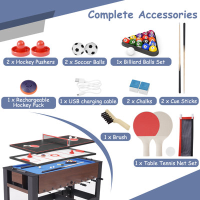 54” 4-in-1 Swivel Multi-game Table - Combo Game Table Set with Air Hockey, Billiards, Foosball, Ping Pong