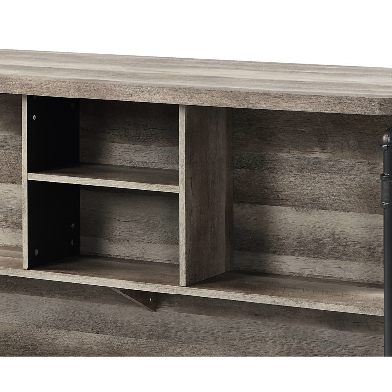 Table grise et chêne à hauteur de comptoir avec 2 tablettes de rangement, table antique et sable, capacité de poids de 121 lb