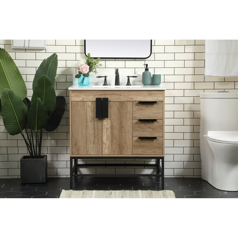 Ensemble de meuble-lavabo simple 32 po Eugene, Chêne naturel