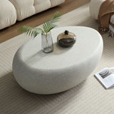 " fibreglass elliptical coffee table | vintage matte rocks design | irregular centre table | no assembly required