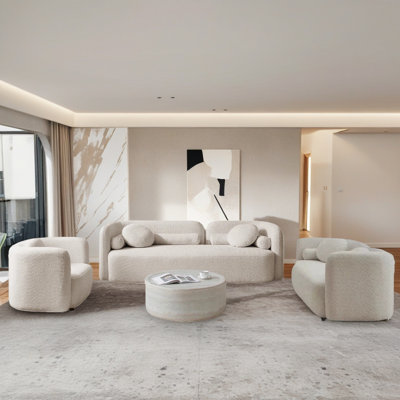 Ensemble de canapés rembourrés 3 pièces Modern, 6 places avec fauteuil d'appoint