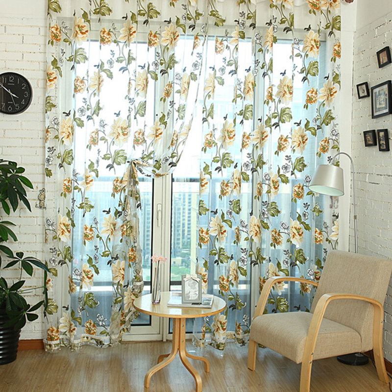 2 Panel Retro Peony Rose Sheer Curtains With Beads Vintage Elegant Rod Pocket Semi Floral Sheer Curtain Lace Voile Panel Drapes Tulle Window Curtains For Living Room Bedroom Dining Room Door Coffee 39 X 78 Inch