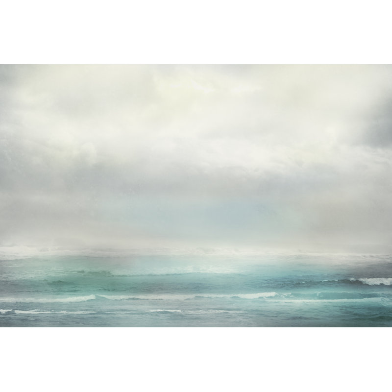 Misty Ocean Print by Mari Urasawa, Glass Coat, 47" H x 70" W x 1.5" D