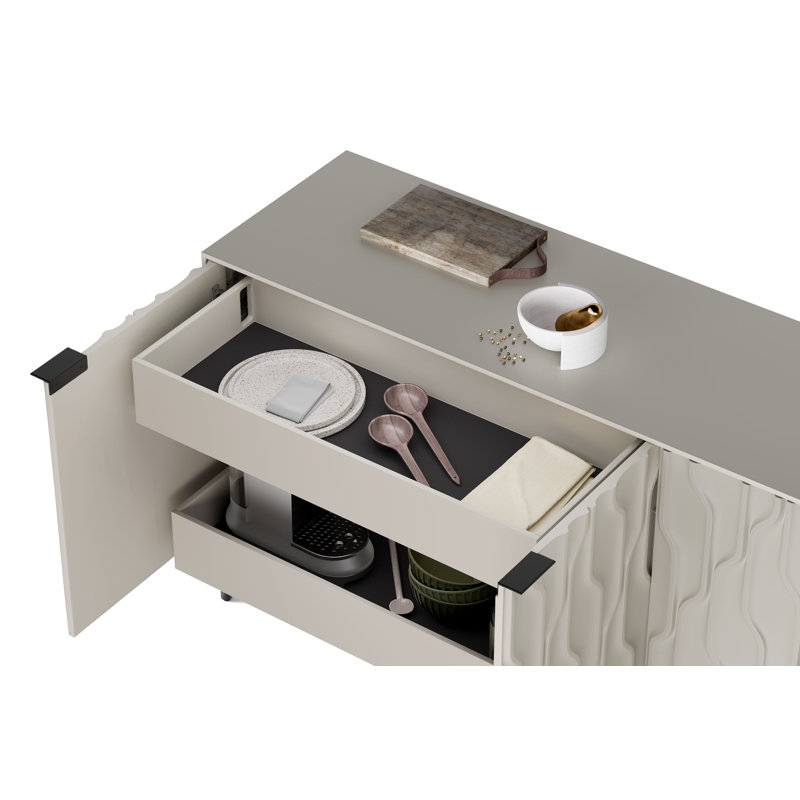 Mesa 79.5'' W Sideboard, Stone/Brushed Carbon