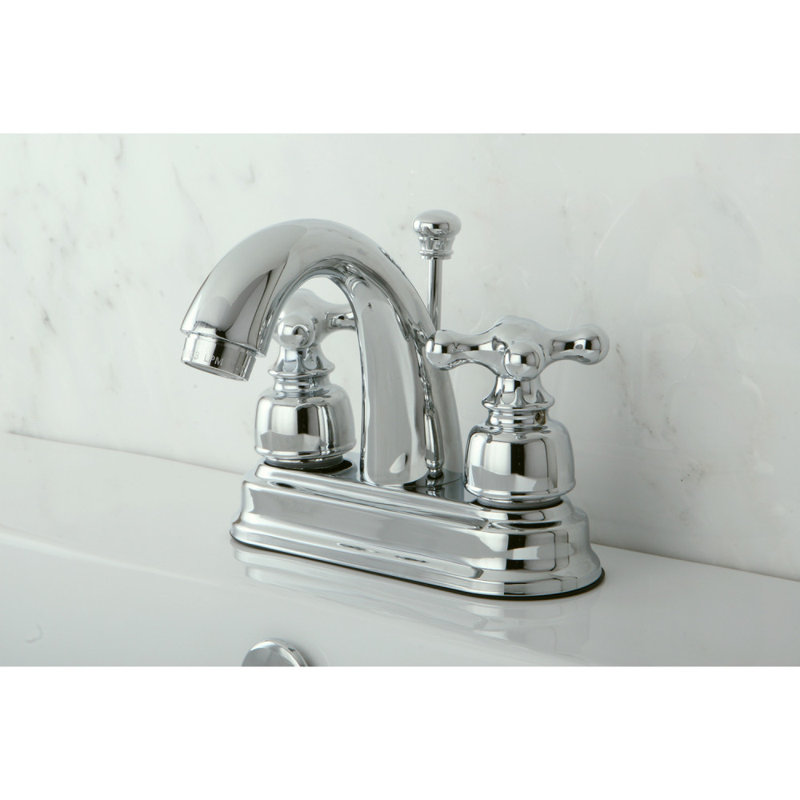 Restoration Centerset Bathroom Faucet with Drain Assembly, Polished Chrome