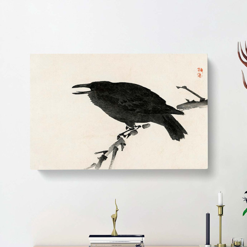 Black Crow by Kono Bairei - Wrapped Canvas, 50cm H x 76cm W x 3cm D